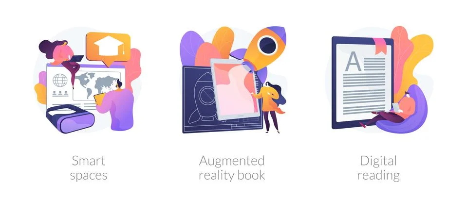 Modern educational technology abstract concept vector illustrations. Stock Illustration