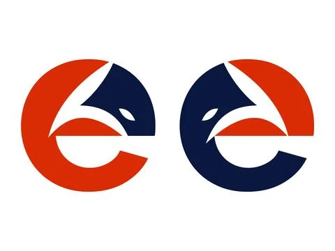 Modern EE Fox Icon Alphabet Design Stock Illustration