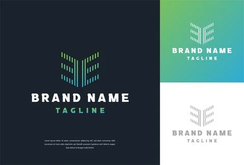Modern EE Lettermark Tech Logo Vector Design Stock Illustration
