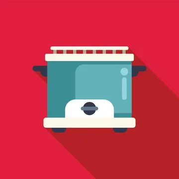 Modern electric multicooker standing on red background Illustrazione stock