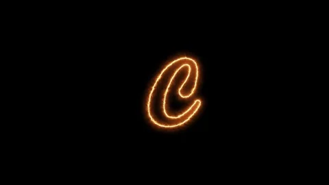 Modern Electric Neon Light Cursive Letter C Motion Background Video stock 345967799
