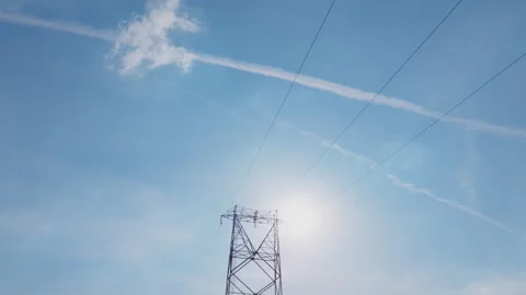 Modern electric pole with sky Stock-Footage 250728463