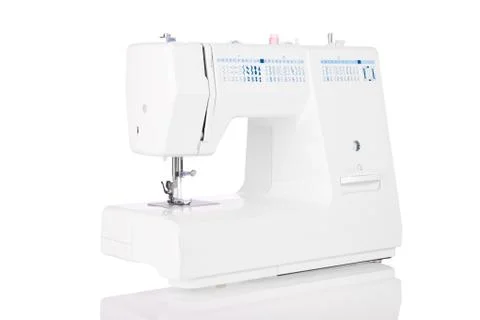 Modern electric sewing machine isolated on white background Stock Photos