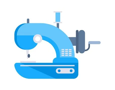 Modern electric sewing machine with needle and thread for crafting and tailoring Stockillustratie