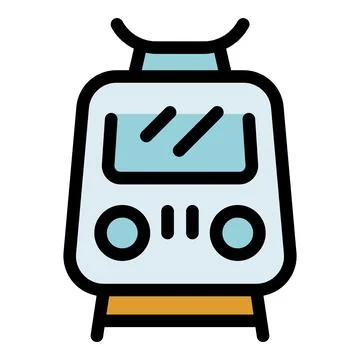 Modern electric train moving forward on railway, public transportation icon Stock Illustration