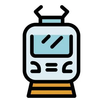 Modern electric train moving on railway track icon Stock Illustration