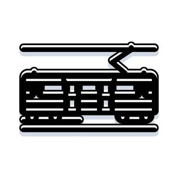 Modern electric train moving on railway tracks icon Stock Illustration