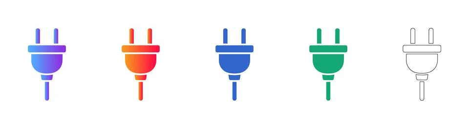 Modern Electrical Plug Symbol Set Stock Illustration