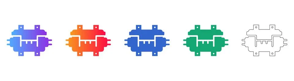 Modern Electronic Chip Component Illustration Set イラスト素材