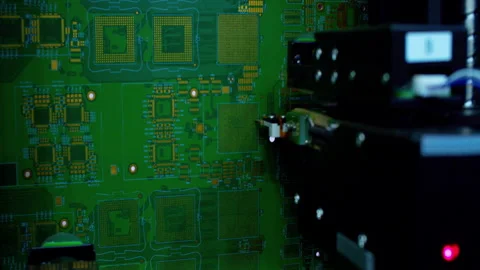 Modern electronic component assembly line Stock Footage 337413848