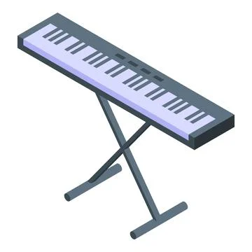 Modern electronic keyboard standing on x shaped stand, ready to play music Stock Illustration