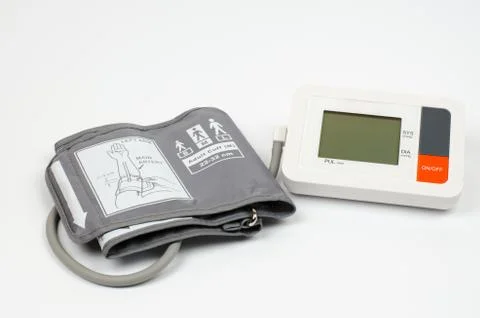 Modern electronic tonometer on a white background Stock Photos