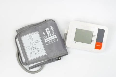 Modern electronic tonometer on a white background Stock Photos