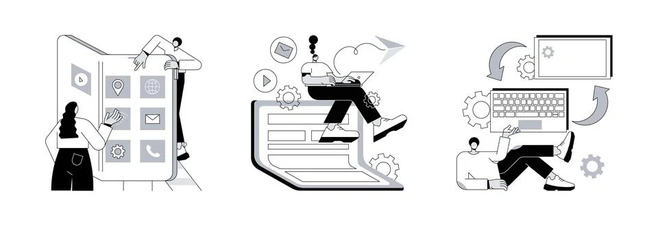 Modern electronics abstract concept vector illustrations. Ilustración de archivo