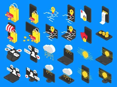 Modern electronics icons Stock Illustration