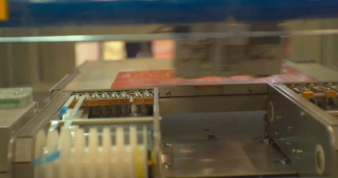 Modern electronics manufacturing equipment makes a complex printed circuit board Video stock 152774326