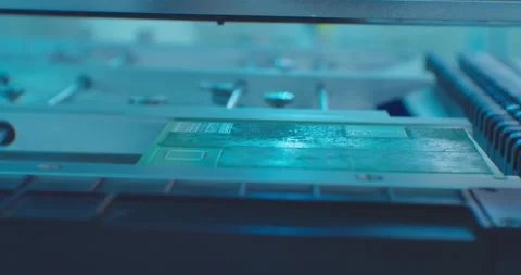 Modern electronics manufacturing equipment makes a complex printed circuit board Video stock 152780155