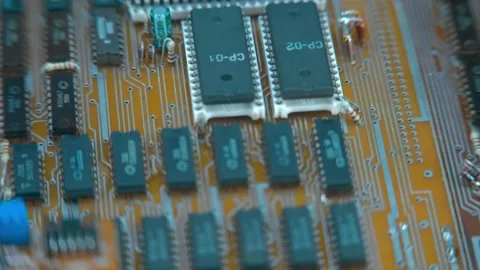 Modern electronics with many microcips facilitate operation of equipment Stock Footage 259786601
