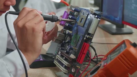 Modern Electronics Research, Development Facility: Asian Male Engineer Does Stock Footage 160564800