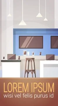 Modern Electronics Store Shop Interior Banner with Copy Space Stock Illustration