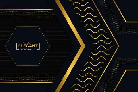 Modern Elegant Background Dark and Gold Glitter with Arrow Style Stock Illustration