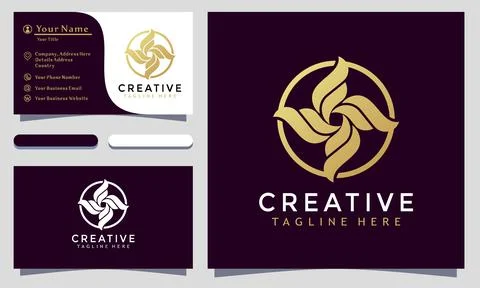 Modern Elegant Flower Logo Design and template. Gold creative Flowers Logos i Illustrazione stock