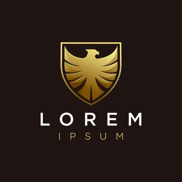 Modern elegant gold eagle shield logo icon vector template on dark background Stock-Illustration
