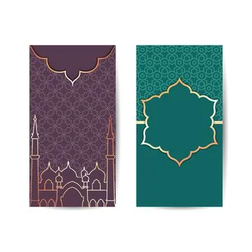 Modern Elegant Islamic Mosque Building and pattern ornament . islamic backgro Stock Illustration