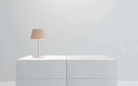 Modern elegant minimalistic design commode with white simple lamp 3d render Stock Illustration