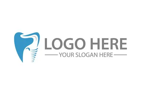 Modern elegant Negative Space Blue elephant Screw Tooth dental Clinic logo desig Stock Illustration