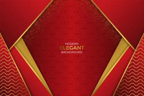 Modern Elegant Overlapped Layers Background Red Maroon and Gold with Glitter  Stock Illustration