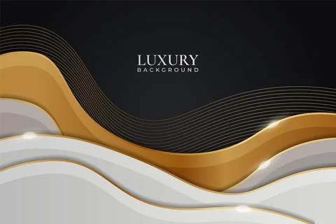 Modern Elegant Overlapped White and Shiny Golden Luxury Dynamic Background Stock Illustration