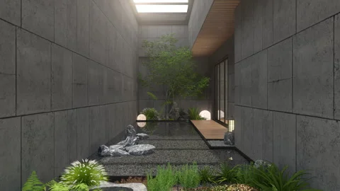 Modern elegant style backyard light and shadow changes, sunlight timelapse Stock Footage 273668966