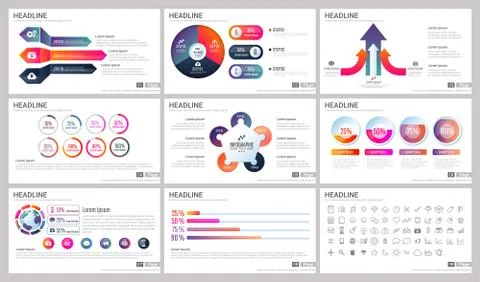 Modern Elements of infographics for presentations templates 스톡 일러스트