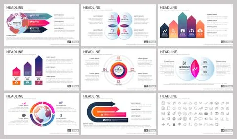 Modern Elements of infographics for presentations templates 스톡 일러스트