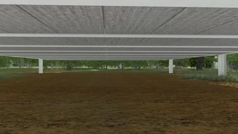 Modern Elevated Architectural Structure in Green Landscape Stock Footage 330920229