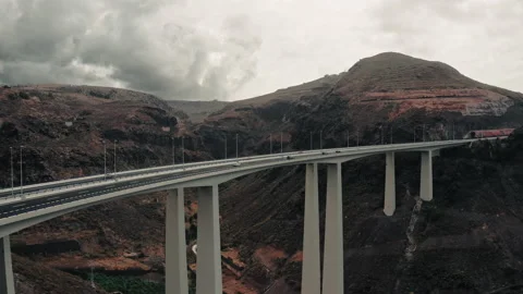 Modern Elevated Bridge Over Canyon Stock Footage 201437510