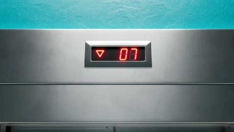 A modern elevator arrived on the floor. Slowly opening doors. Empty interior. 4K Stock Footage 126306639