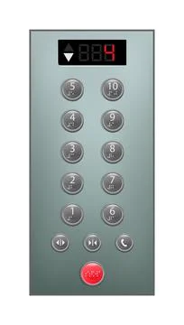 Modern elevator button panel with braille on white Stock Illustration