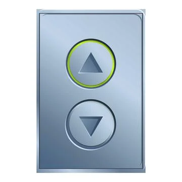 Modern elevator button panel showing up and down direction with green light Stock Illustration