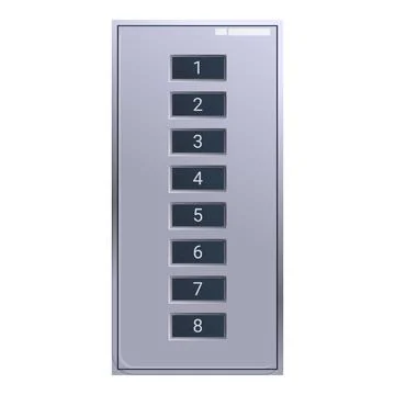 Modern elevator button panel showing floor numbers one through eight Stock Illustration