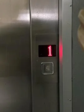Modern Elevator Call Button with Red Digital Floor Display Stock Photos