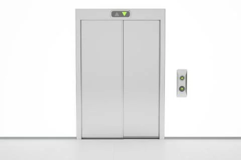 Modern elevator with closed doors, 3D rendering Stock Illustration