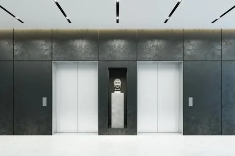 Modern elevator with closed doors in office lobby Stock Illustration