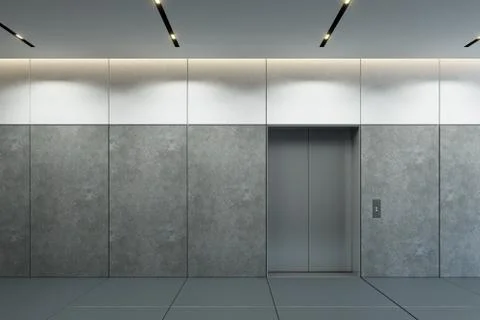 Modern elevator with closed doors in office lobby Stock Illustration