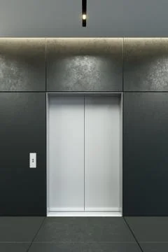 Modern elevator with closed doors in office lobby Stock Illustration