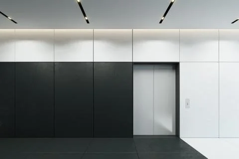 Modern elevator with closed doors in office lobby Stock Illustration