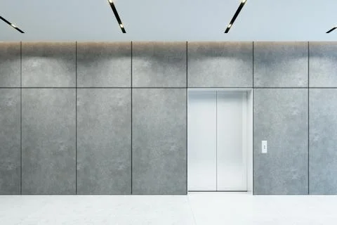Modern elevator with closed doors in office lobby 스톡 일러스트