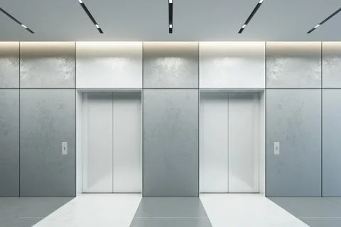 Modern elevator with closed doors in office lobby, 3d rendering Stock-Illustration