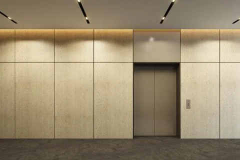 Modern elevator with closed doors in office lobby Stock Illustration
